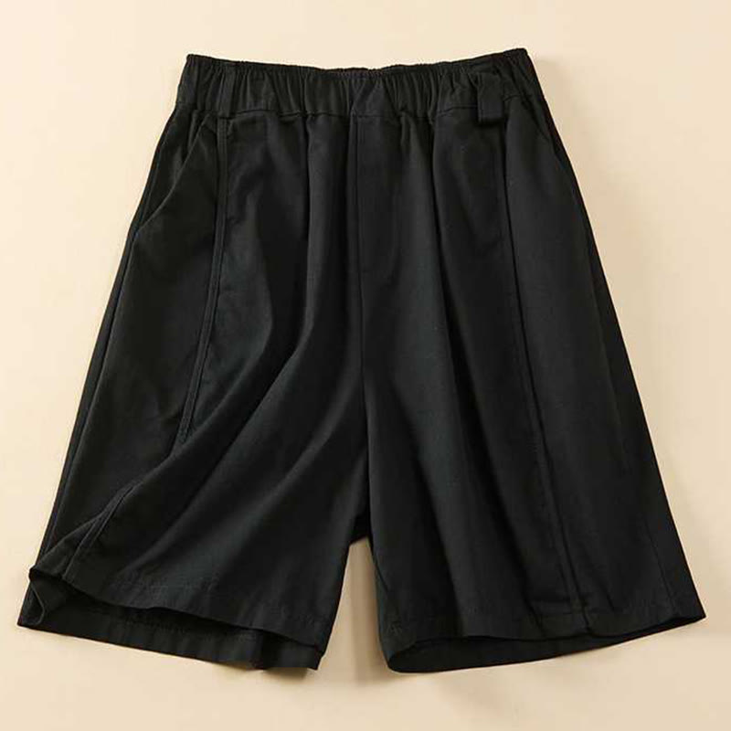 Buddha Stones Sommer Casual Loose Plain Cotton Damen Shorts mit Taschen