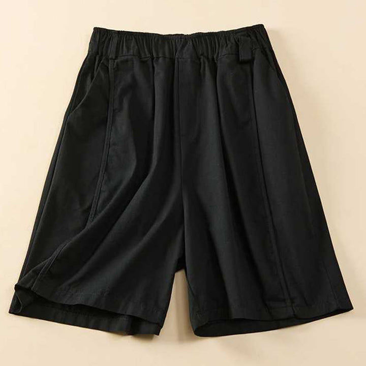 Buddha Stones Sommer Casual Loose Plain Cotton Damen Shorts mit Taschen