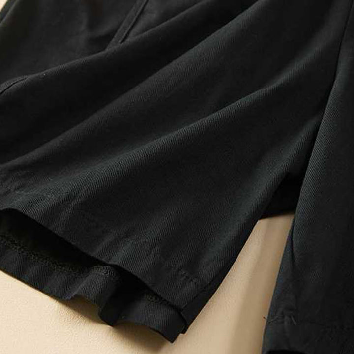 Buddha Stones Sommer Casual Loose Plain Cotton Damen Shorts mit Taschen