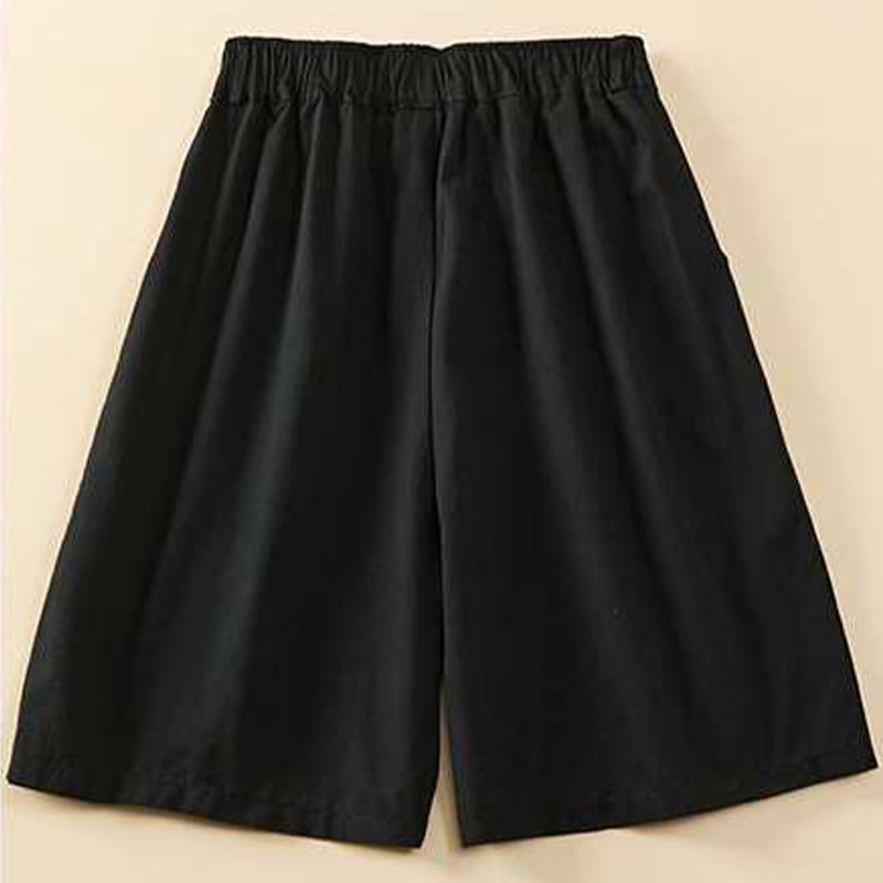 Buddha Stones Sommer Casual Loose Plain Cotton Damen Shorts mit Taschen