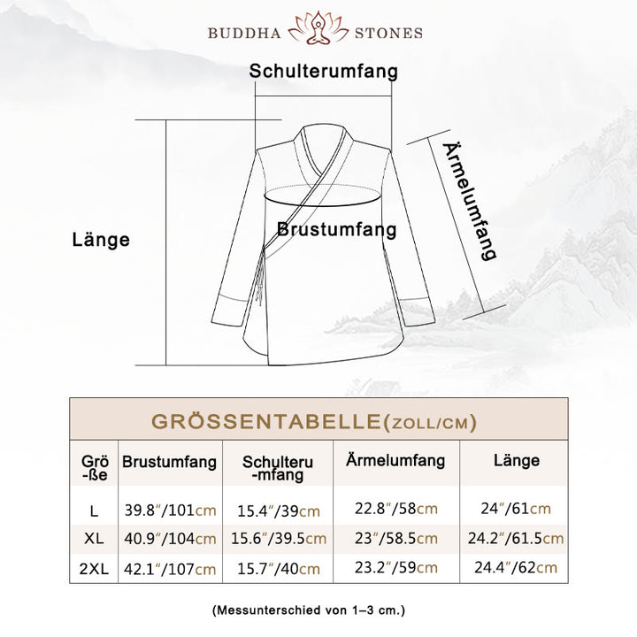 Buddha Stones Herbst Einfarbig Hanfu Langarm Schnürung Damenhemd