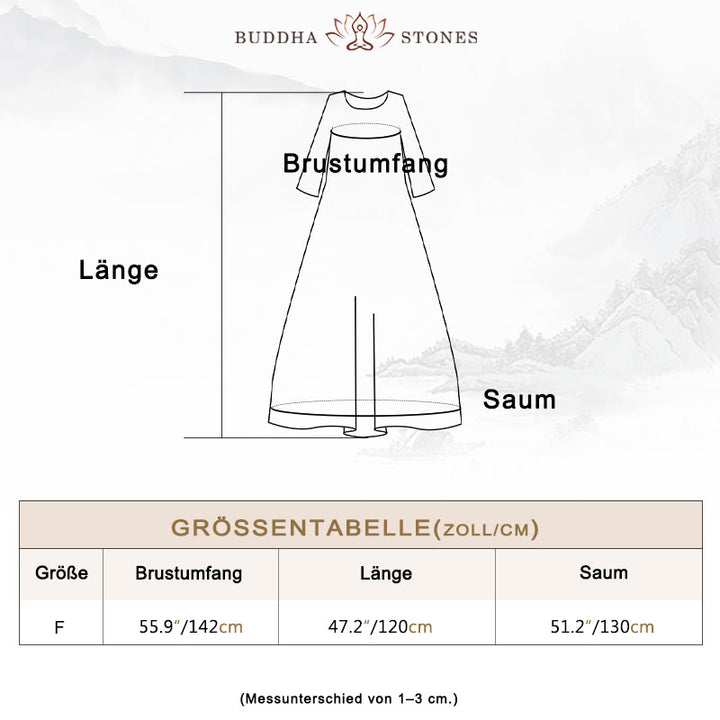 Buddha Stones – Midikleid mit bunten Grafiken, Baumwolle, halblange Ärmel, Tunikakleid mit Taschen - image 3
