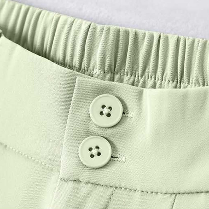 Buddha Stones Sommer Casual Reißverschluss Knopf Lose Plain Baumwolle Leinen Damen Shorts mit Taschen