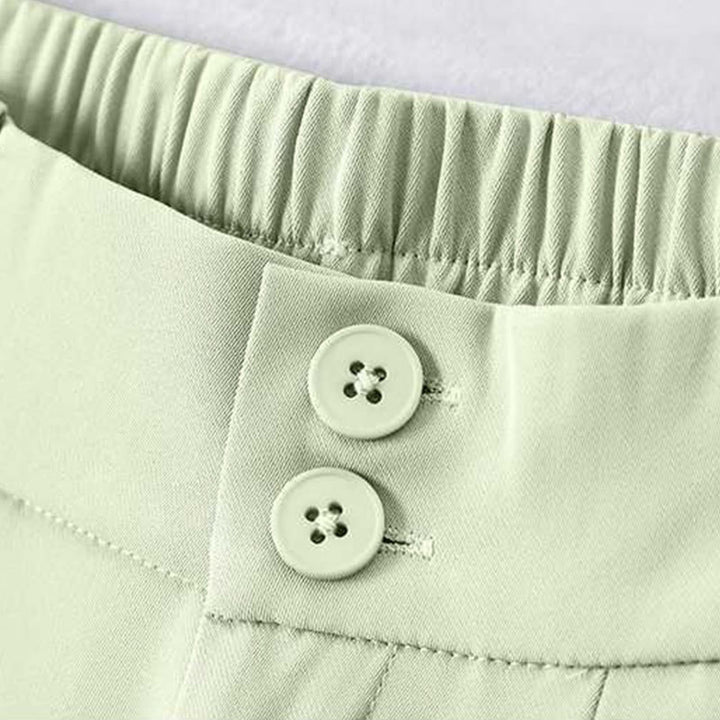 Buddha Stones Sommer Casual Reißverschluss Knopf Lose Plain Baumwolle Leinen Damen Shorts mit Taschen