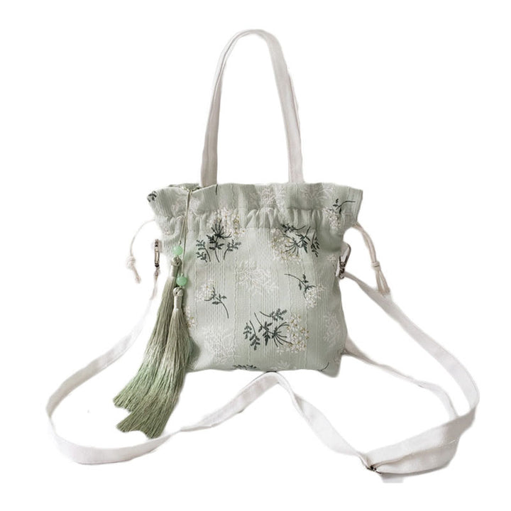 Buddha Stones, weiße Blumen, grüne Blätter, Canvas-Tragetasche, Umhängetasche, Schultertasche, Handtasche