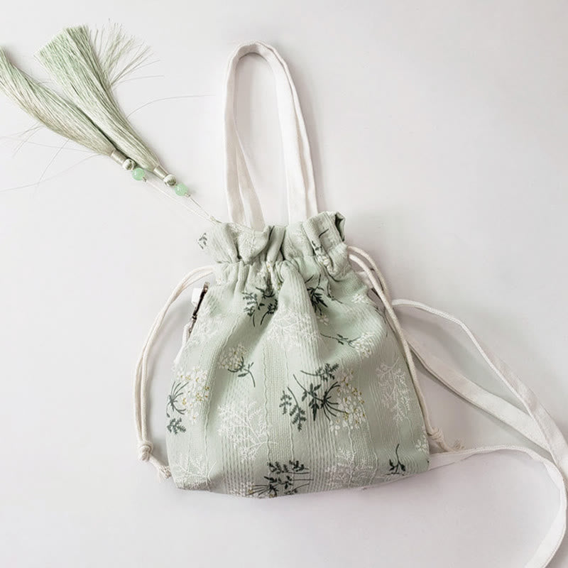 Buddha Stones, weiße Blumen, grüne Blätter, Canvas-Tragetasche, Umhängetasche, Schultertasche, Handtasche