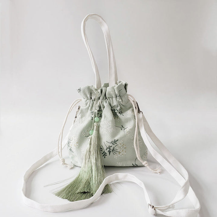 Buddha Stones, weiße Blumen, grüne Blätter, Canvas-Tragetasche, Umhängetasche, Schultertasche, Handtasche