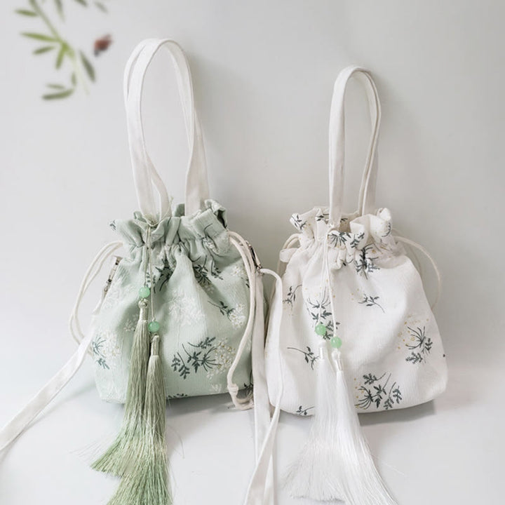 Buddha Stones, weiße Blumen, grüne Blätter, Canvas-Tragetasche, Umhängetasche, Schultertasche, Handtasche