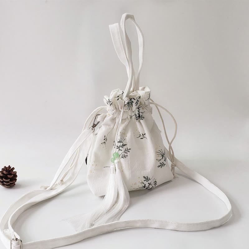 Buddha Stones, weiße Blumen, grüne Blätter, Canvas-Tragetasche, Umhängetasche, Schultertasche, Handtasche