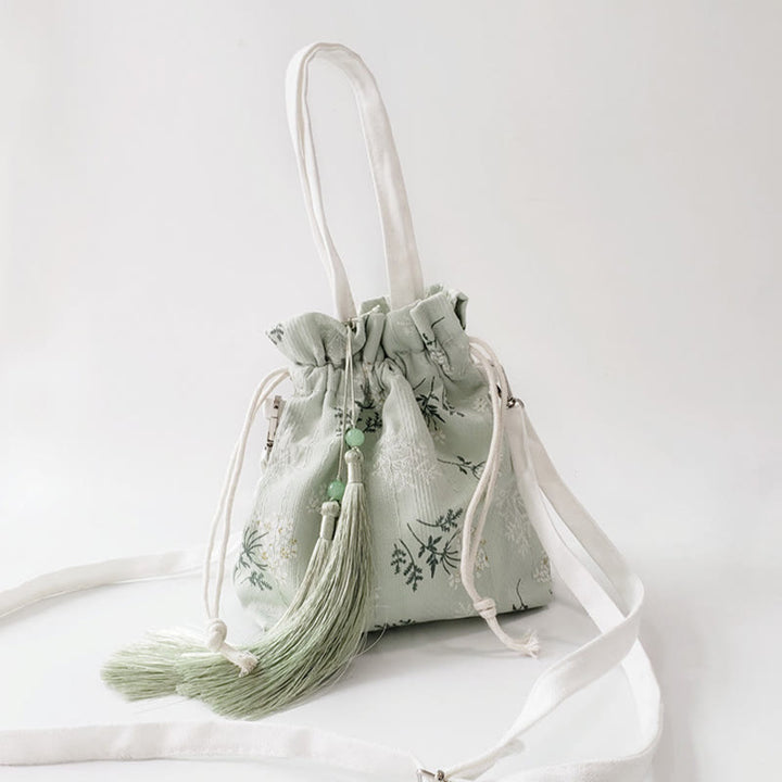Buddha Stones, weiße Blumen, grüne Blätter, Canvas-Tragetasche, Umhängetasche, Schultertasche, Handtasche