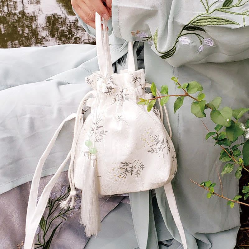 Buddha Stones, weiße Blumen, grüne Blätter, Canvas-Tragetasche, Umhängetasche, Schultertasche, Handtasche