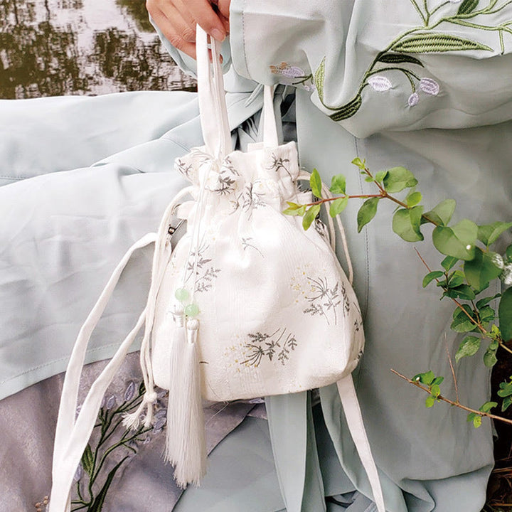Buddha Stones, weiße Blumen, grüne Blätter, Canvas-Tragetasche, Umhängetasche, Schultertasche, Handtasche