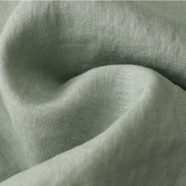 Buddha Stones Lässiges, schlichtes Damen-Midikleid mit Knopfleiste, Rundhalsausschnitt, Rüschen, Kurzarm, Baumwolle und Leinen - image 9