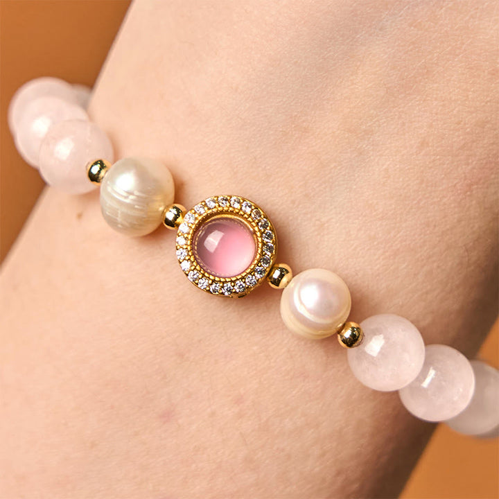 Buddha Stones Rosa Kristallperlen Wärmearmband