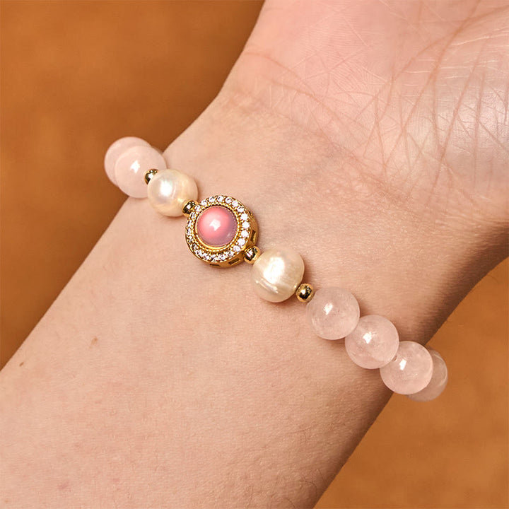 Buddha Stones Rosa Kristallperlen Wärmearmband