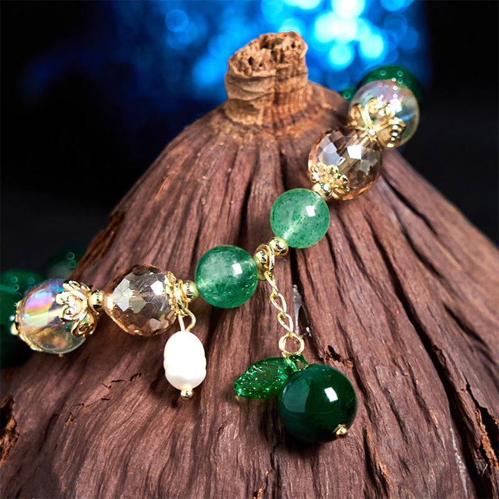 Buddha Stones Natürliche grüne Tigerauge Perlen Grünes Blatt Positives Armband