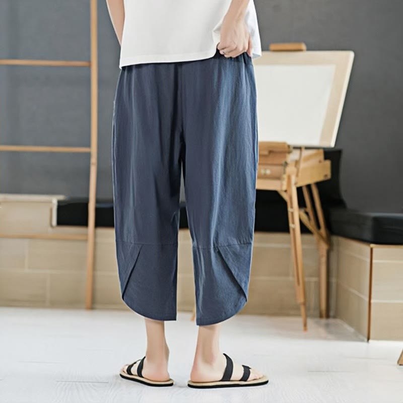 Buddha Stones Sommer-Herrenhose, einfarbig, Länge 7-8, Kordelzug, mit Taschen - image 23