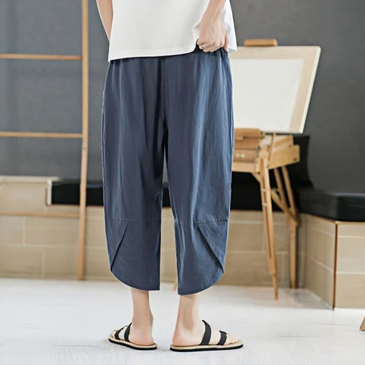 Buddha Stones Sommer-Herrenhose, einfarbig, Länge 7-8, Kordelzug, mit Taschen - image 23