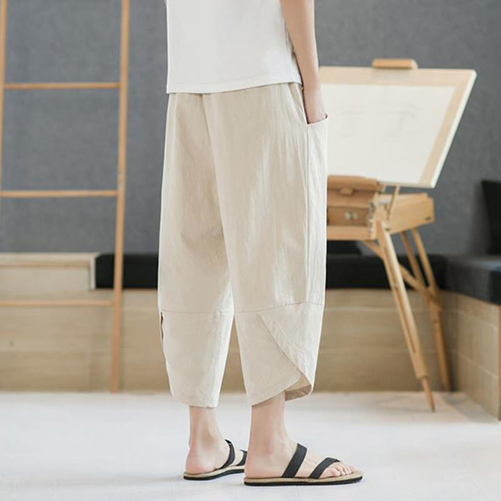 Buddha Stones Sommer-Herrenhose, einfarbig, Länge 7-8, Kordelzug, mit Taschen - image 37