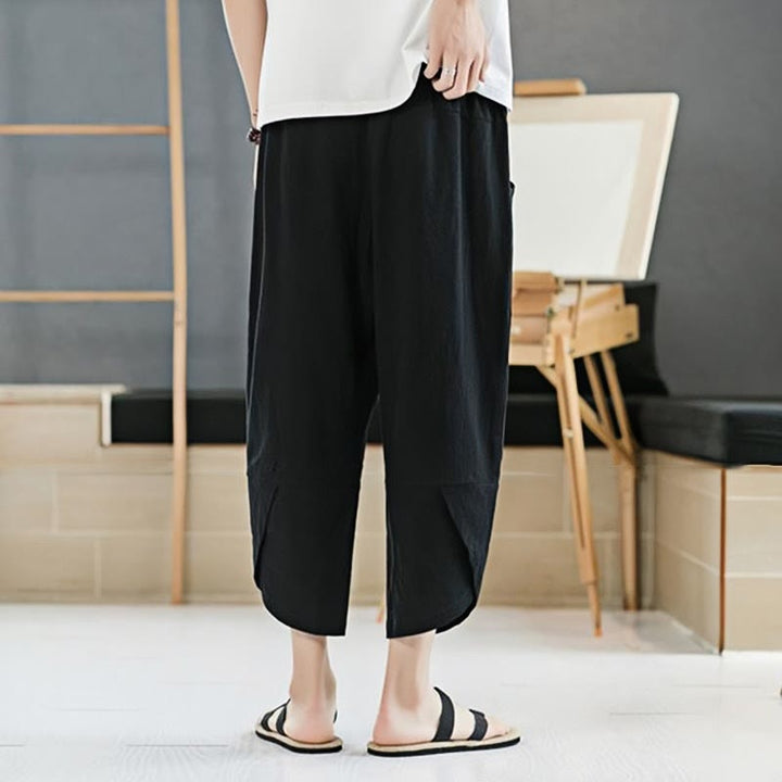 Buddha Stones Sommer-Herrenhose, einfarbig, Länge 7-8, Kordelzug, mit Taschen - image 8