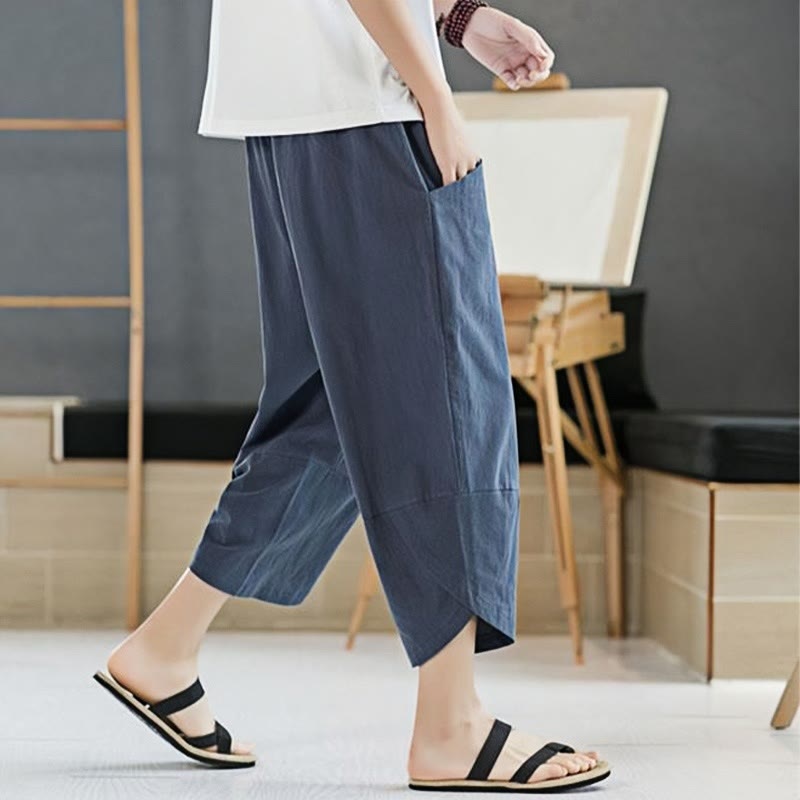 Buddha Stones Sommer-Herrenhose, einfarbig, Länge 7-8, Kordelzug, mit Taschen - image 24