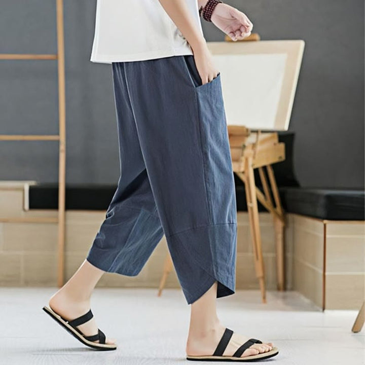 Buddha Stones Sommer-Herrenhose, einfarbig, Länge 7-8, Kordelzug, mit Taschen - image 24
