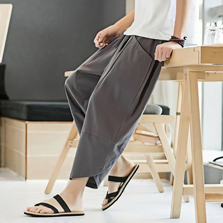 Buddha Stones Sommer-Herrenhose, einfarbig, Länge 7-8, Kordelzug, mit Taschen - image 20