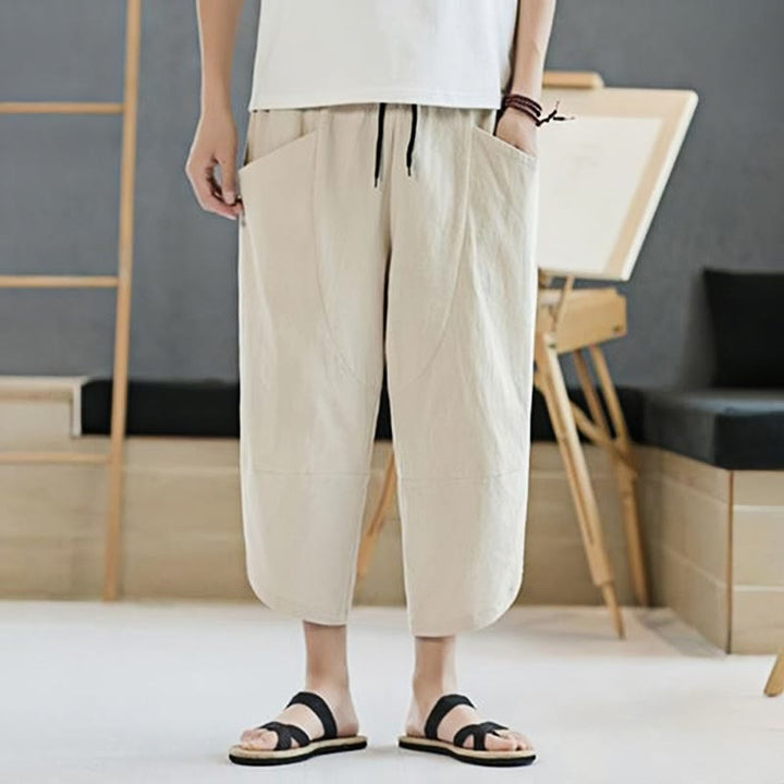 Buddha Stones Sommer-Herrenhose, einfarbig, Länge 7-8, Kordelzug, mit Taschen - image 36