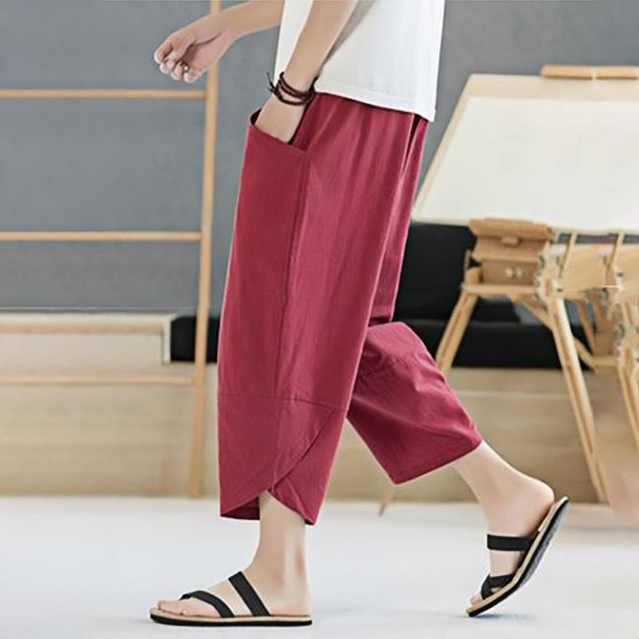 Buddha Stones Sommer-Herrenhose, einfarbig, Länge 7-8, Kordelzug, mit Taschen - image 31