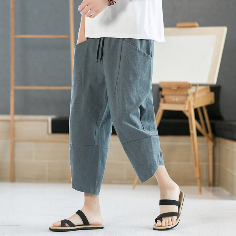 Buddha Stones Sommer-Herrenhose, einfarbig, Länge 7-8, Kordelzug, mit Taschen - Hellseegrün - US/ UK/AU46, EU56 (5XL) - image 0