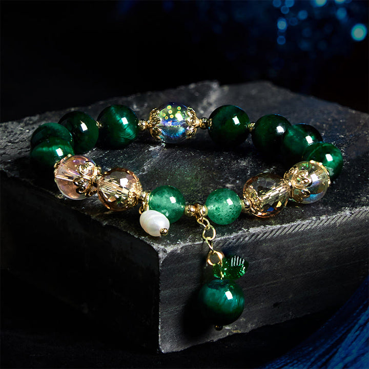 Buddha Stones Armband mit natürlichen roten Tigeraugen und grünen Tigeraugenperlen, Gewichtsausgleich