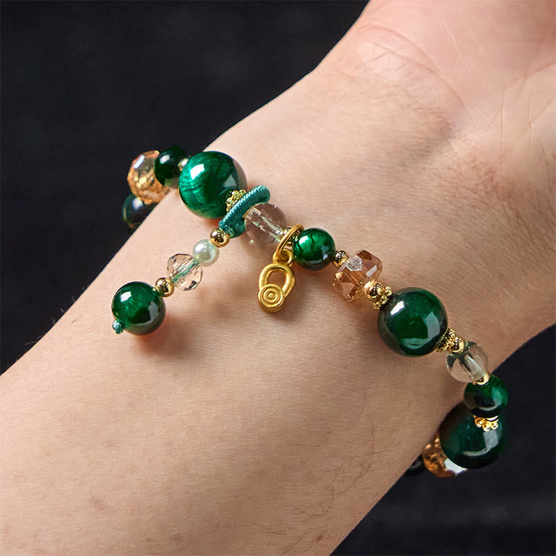 Buddha Stones Armband mit natürlichen roten Tigeraugen und grünen Tigeraugenperlen, Gewichtsausgleich
