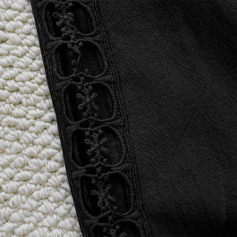 Buddha Stones Sommer-Damenhose aus Baumwolle und Leinen mit einfarbigem Spleißdesign und Taschen - image 12