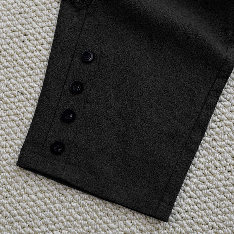 Buddha Stones Sommer-Damenhose aus Baumwolle und Leinen mit einfarbigem Spleißdesign und Taschen - image 13