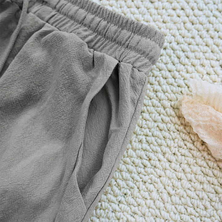 Buddha Stones Sommer-Hose aus schlichtem Patchwork-Design mit Kordelzug aus Baumwolle und Leinen für Damen mit Taschen - image 36