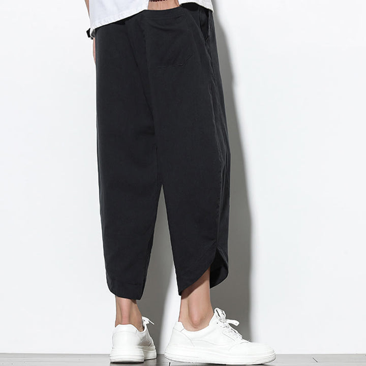 Buddha Stones Lässige Sommer-Haremshose aus Leinen mit Kordelzug, Länge 7–8, mit Taschen - image 22