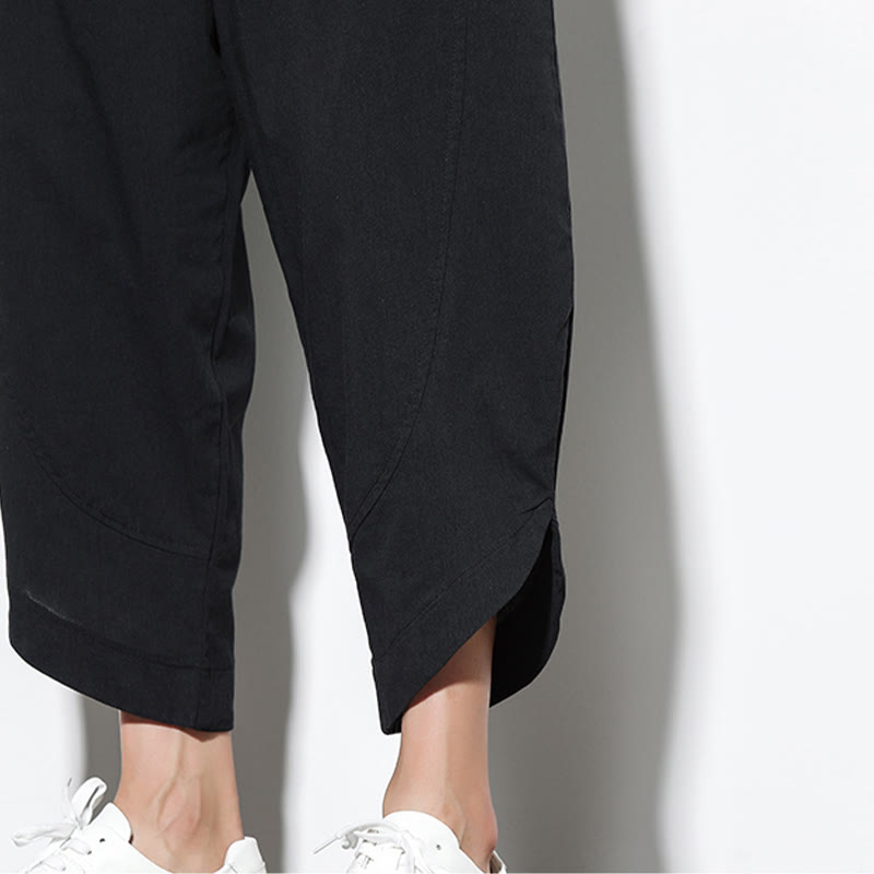 Buddha Stones Lässige Sommer-Haremshose aus Leinen mit Kordelzug, Länge 7–8, mit Taschen - image 29