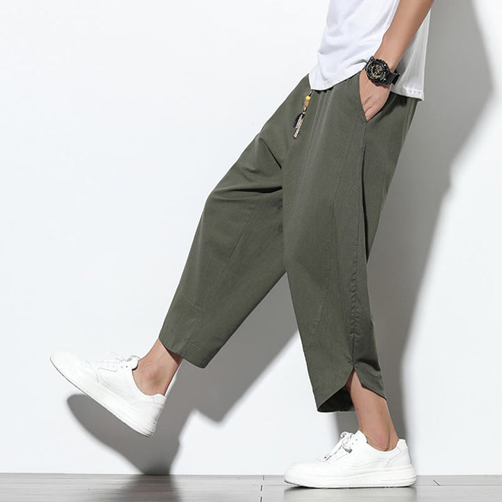 Buddha Stones Lässige Sommer-Haremshose aus Leinen mit Kordelzug, Länge 7–8, mit Taschen - image 37