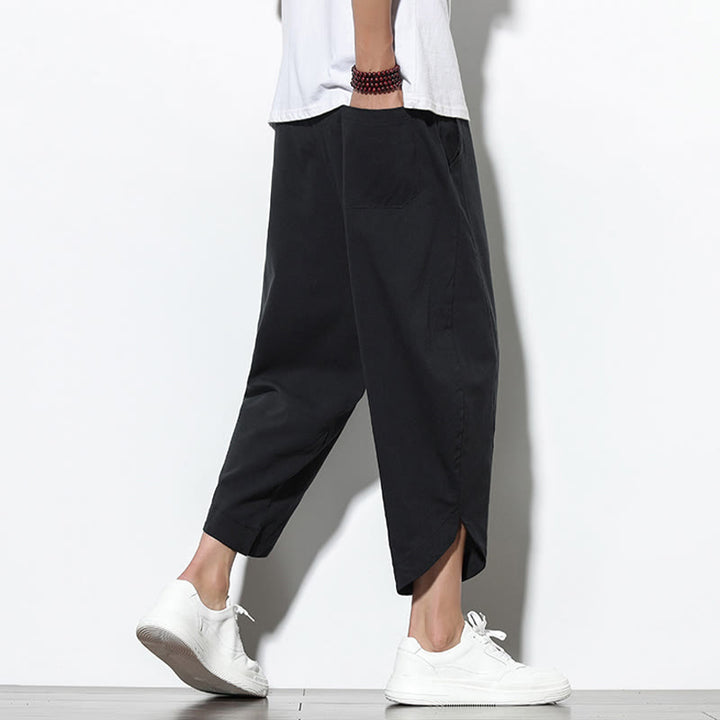 Buddha Stones Lässige Sommer-Haremshose aus Leinen mit Kordelzug, Länge 7–8, mit Taschen - image 20