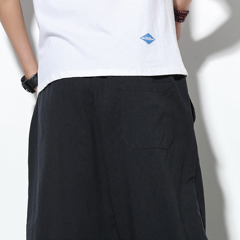 Buddha Stones Lässige Sommer-Haremshose aus Leinen mit Kordelzug, Länge 7–8, mit Taschen - image 27