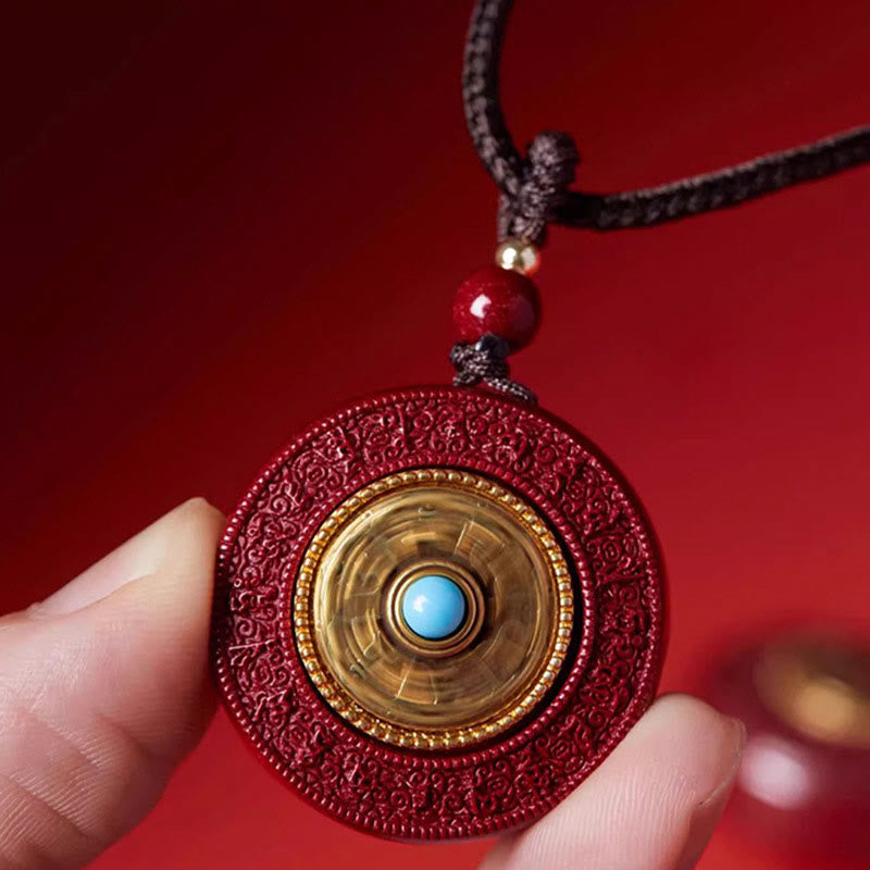 Buddha Stones, natürlicher Zinnober, Om Mani Padme Hum, drehbare Schrift, Yin-Yang-Muster, Segen, Halskette mit Anhänger - image 4