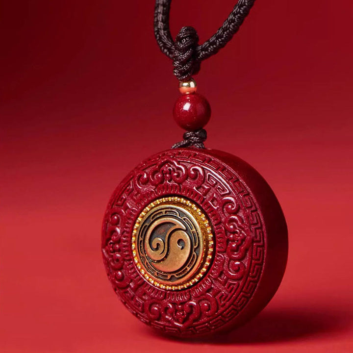 Buddha Stones, natürlicher Zinnober, Om Mani Padme Hum, drehbare Schrift, Yin-Yang-Muster, Segen, Halskette mit Anhänger - image 3