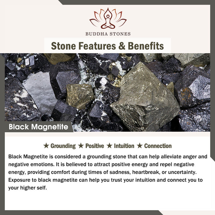 Buddha Stones Armband aus natürlichem Malachit, schwarzem Magnetit und schwarzem Obsidian, zweireihige Perlen, Anti-Angst-Armband