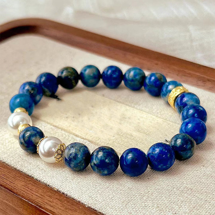 Buddha Stones , Lapislazuli-Perlen, Gelassenheits-Bastelband - Lapislazuli (Handgelenkumfang: 14-16 cm) - image 0