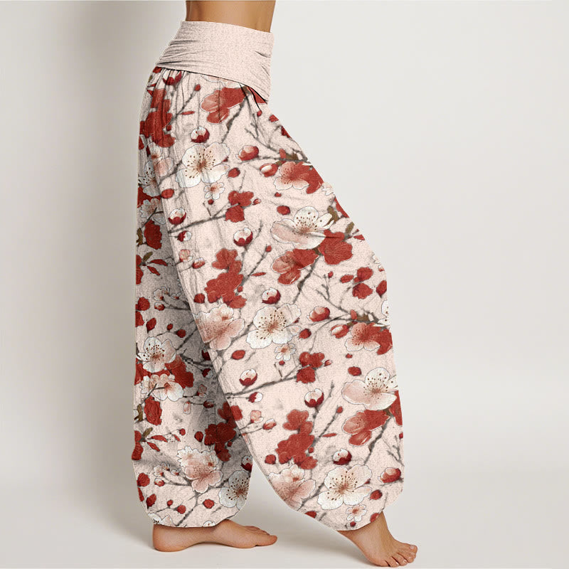 Buddha Stones Pink Rot Pfirsichblüten Design Damen Haremshose mit elastischer Taille - image 7