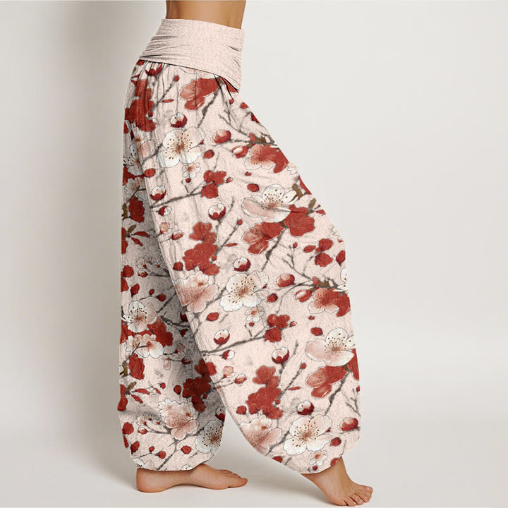 Buddha Stones Pink Rot Pfirsichblüten Design Damen Haremshose mit elastischer Taille - image 7