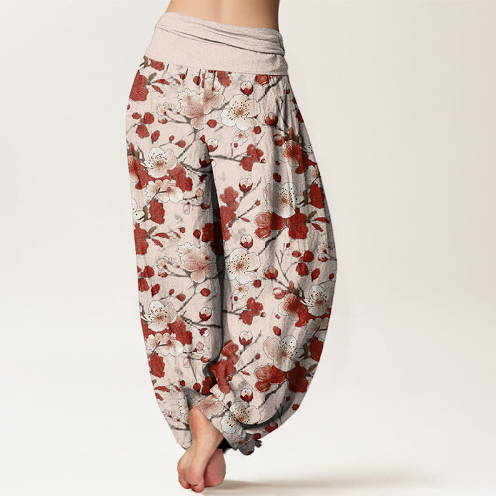Buddha Stones Pink Rot Pfirsichblüten Design Damen Haremshose mit elastischer Taille - image 6