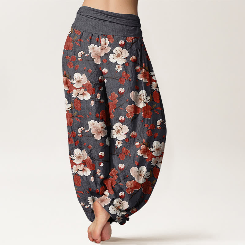 Buddha Stones Pink Rot Pfirsichblüten Design Damen Haremshose mit elastischer Taille - image 9