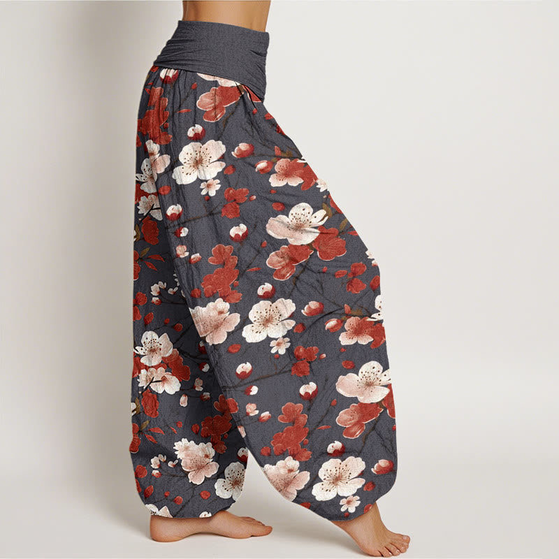 Buddha Stones Pink Rot Pfirsichblüten Design Damen Haremshose mit elastischer Taille - image 10