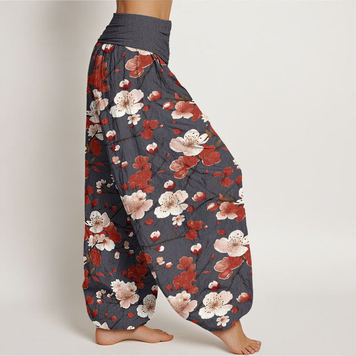 Buddha Stones Pink Rot Pfirsichblüten Design Damen Haremshose mit elastischer Taille - image 10